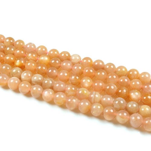 5 perles de pierre de soleil naturel +/- 6mm     lbp00253 
