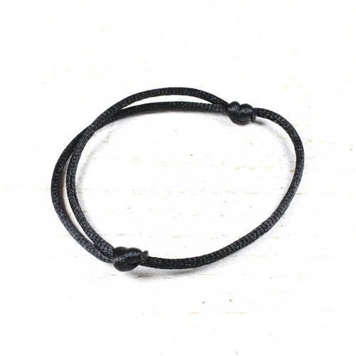 10 supports de bracelet ajustable en fil nylon queue de rat noir +/- 40 à 80mm 