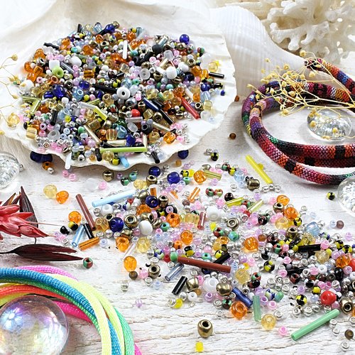 Verre, mélange perles rocailles, multicolore, ~ 100g
