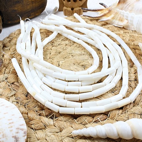 Nacre naturelle, colonnes, tubes, 1 fil, 30 perles, +/- 10 x 5mm