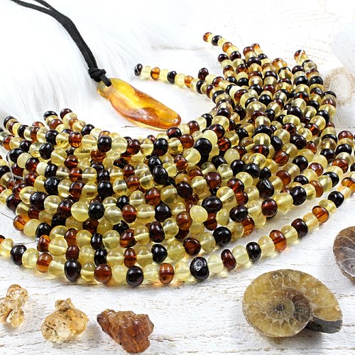 Ambre naturelle, perles baroques, multicolores, 1 fil, lot de 35, +/- 6 à 7mm