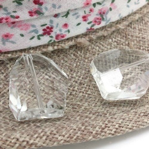 1 grosse perle en verre transparent taille diamant 20x27m (pv713) 