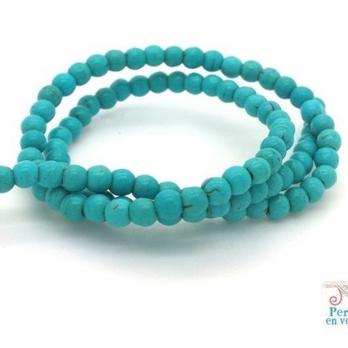 115 perles rondes 4mm howlite turquoise, idéales pour bracelet wrap (ph175) 