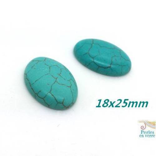 2 cabochons 18x25mm howlite turquoise (cab183) 