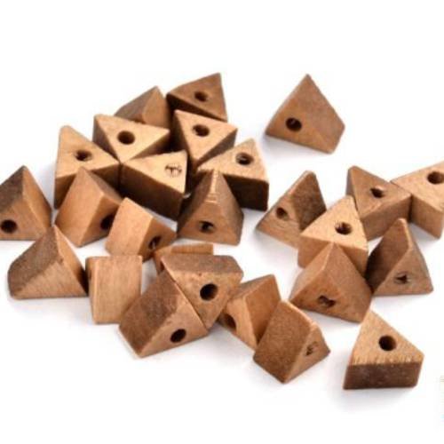 20 perles en bois triangulaires 6x8x9mm forme triangle marron (pb76) 