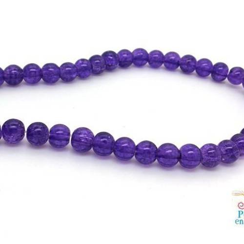20 perles en verre cracked beads violet 6mm (pv751) 