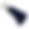 1 pompon 70mm bleu marine coupelle métal argenté pour sautoir (div69) 