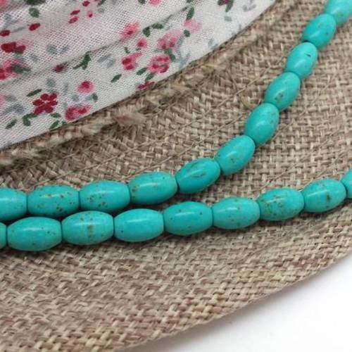 48 perles ovales grain de riz turquoise howlite 5x8mm (ph212) 
