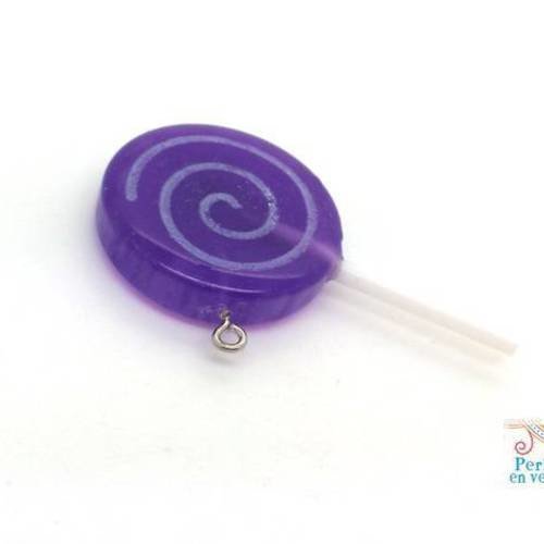 1 pendentif sucette violette bijou gourmand kawai 30x55mm (bg21) 