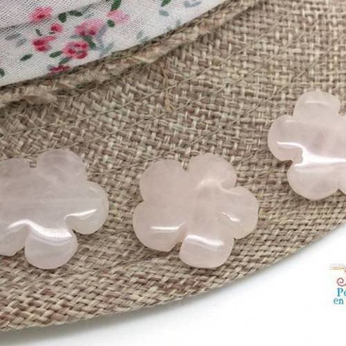 1 perle fleur quartz rose 20mm pierre gemme (pg223) 
