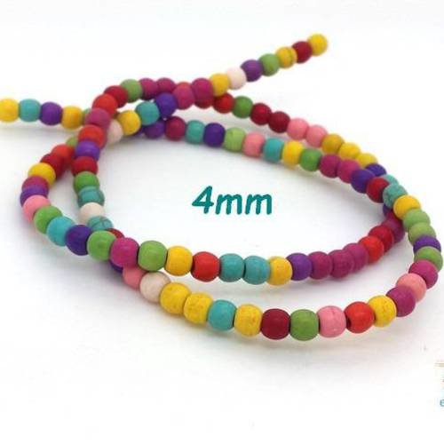 105 perles rondes howlite multicolore 4mm (ph210) 