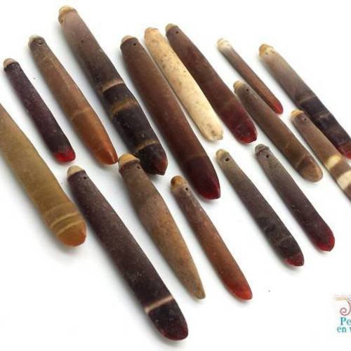 5 perles crayons d'oursin naturelles idéales pour collier boho ethnique (pn52) 