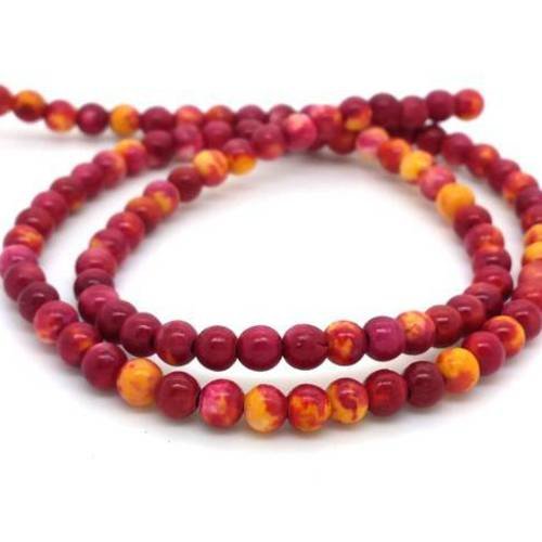 95 perles rondes 4mm bicolore rose framboise orange bracelet wrap (ph202) 