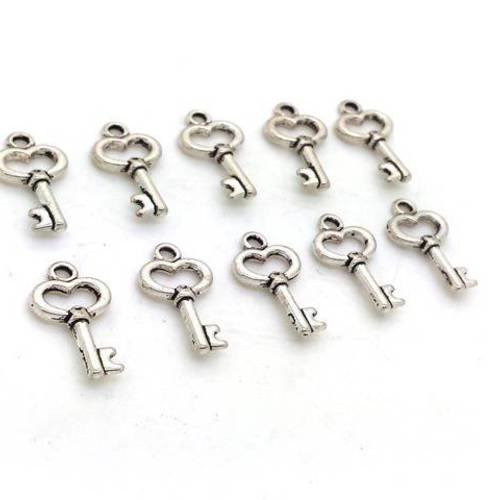 20 breloques clés coeur métal argenté sans nickel  (bre572) 