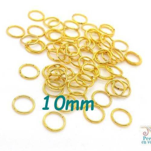 50 grands anneaux 10mm ouverts métal doré sans nickel (ap144) 