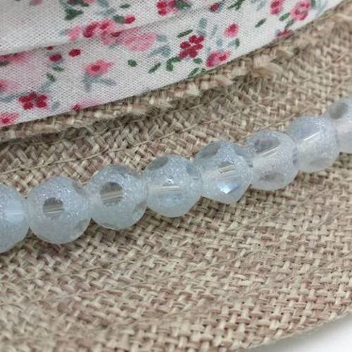 10 perles en verre givré blanc écru 8mm cut ab (pv709) 