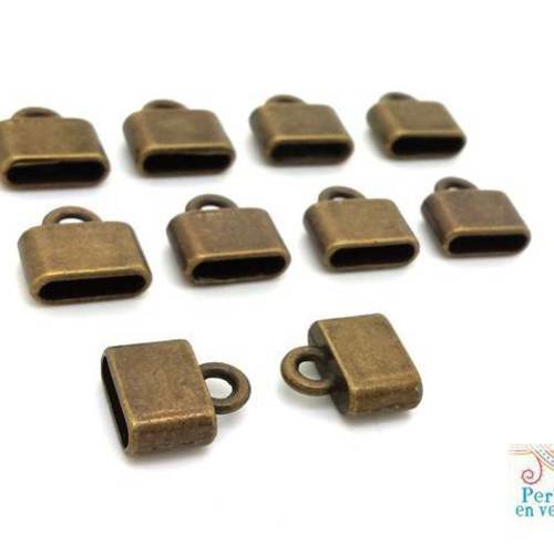 10 embouts bronze pour cordon plat 10mm (f77) 