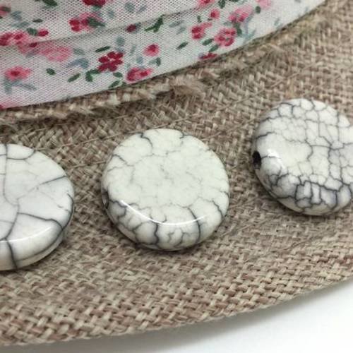 3 perles palets en céramique craquelée gris 6x20mm (pc212) 
