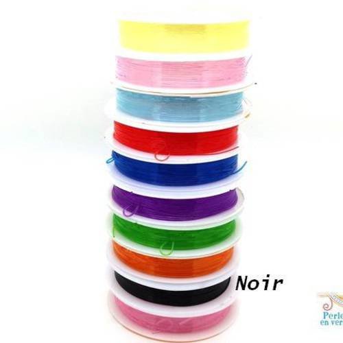 1 bobine 6m fil élastique noir diamètre 0,8mm pour bracelet (fil134) 