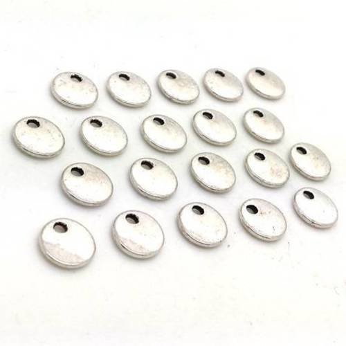 20 breloques sequins ronds 8mm métal argenté sans nickel  (bre556) 