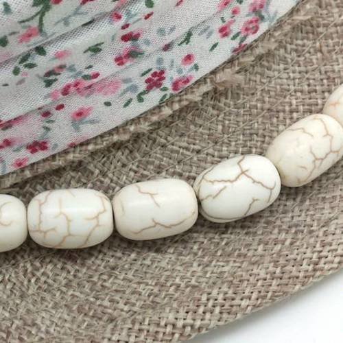 10 perles ovales howlite blanc ivoire tonneau 9x13mm (ph194) 