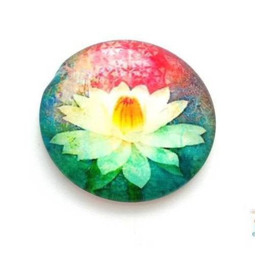 2 cabochons 25mm en verre nénuphar (cab139) 