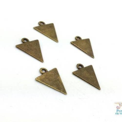 10 breloques triangle pointe flèche métal bronze sans nickel bijou ethnique (bre540) 
