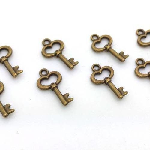 20 breloques clés coeur bronze sans nickel  (bre537) 