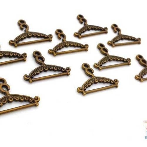 10 breloques cintres rétro bronze sans nickel  (bre536) 
