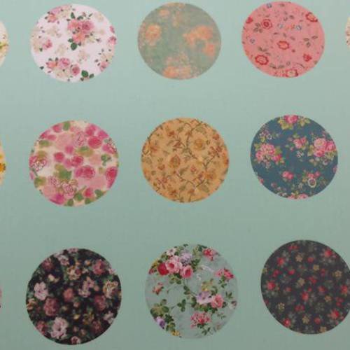 Cabochons 20mm fleurs: planche imprimée 15 images digitales (imp15) 