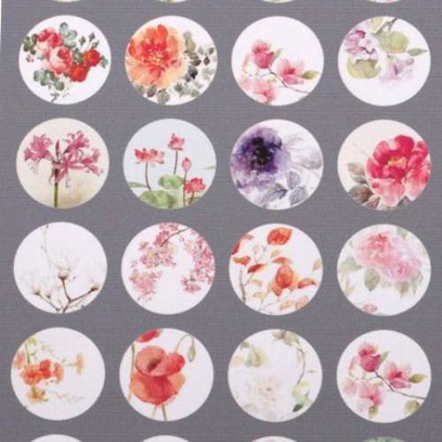 Cabochons 18mm fleurs : planche imprimée 35 images digitales (imp11) 