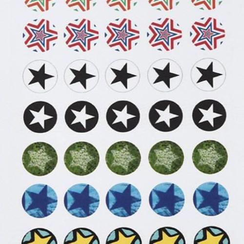 Cabochons 14mm: planche imprimée 35 images digitales étoiles (imp7) 