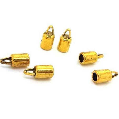 10 embouts à coller pour cordon 4mm, métal doré or sans nickel (f69) 