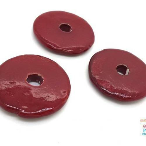 1 donut  céramique grecque rouge foncé mat 43mm (pc195) 