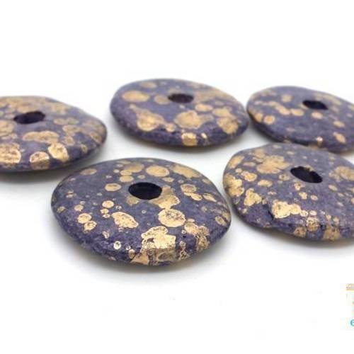 1 grand donut 45mm céramique grecque violet et or (pc189) 