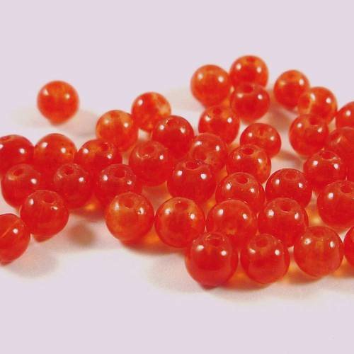 50 perles rondes en verre mat orange brique, 4mm (pv361) 