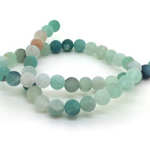 20 perles agate veines de dragon effet givré, vert pâle, 8mm (pg203) 