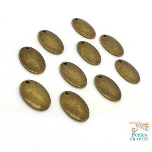 10 breloques sequins ovales bronze sans nickel 11x15mm (bre462) 