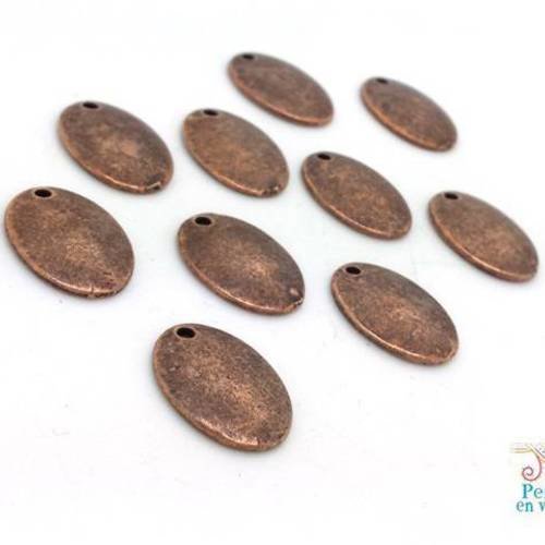 10 breloques sequins ovales cuivre sans nickel 11x15mm (bre463) 