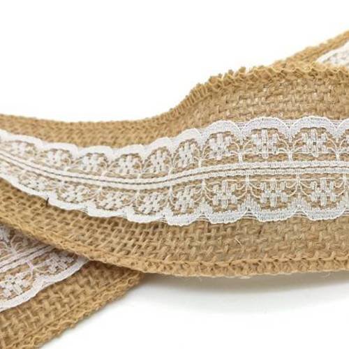1m ruban dentelle et chanvre, largeur 48mm, pour bijou sac déco (fil123) 