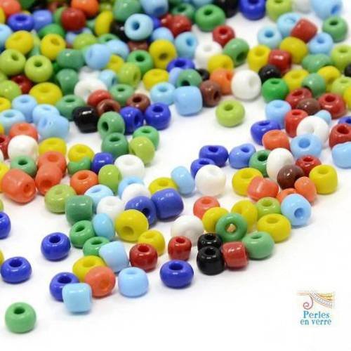 20 gr grosses perles rocailles, mix opaque multicolore, 4mm (roc39) 