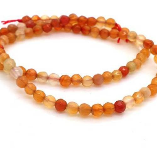 90 perles d'agate orange / miel / ambre, facettes 4mm, pour bracelet wrap (pg185) 