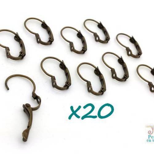 20 supports boucles d'oreilles crochets dormeuses bronze sans nickel (bo37) 