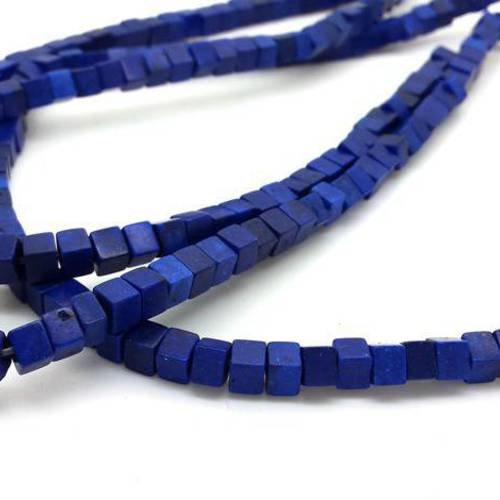 50 perles cubes en howlite bleu nuit 4x4mm (ph179) 