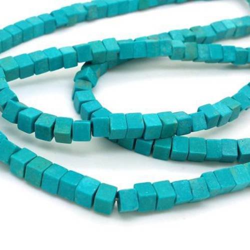 50 perles cubes en howlite turquoise 4x4mm (ph178) 