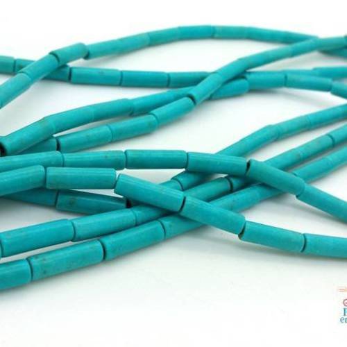 30 perles tubes en howlite turquoise 4x13mm (ph171) 