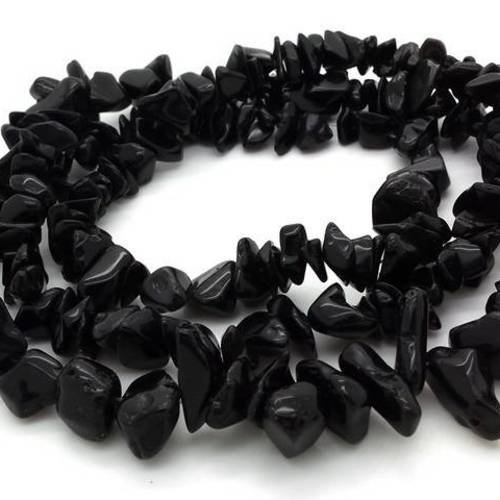 30 perles chips pierre noire 8 à 18mm (pg173) 