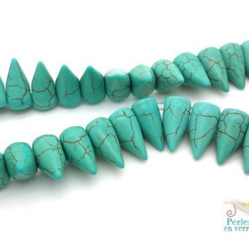 5 perles spikes howlite turquoise, 10x16mm (ph167) 