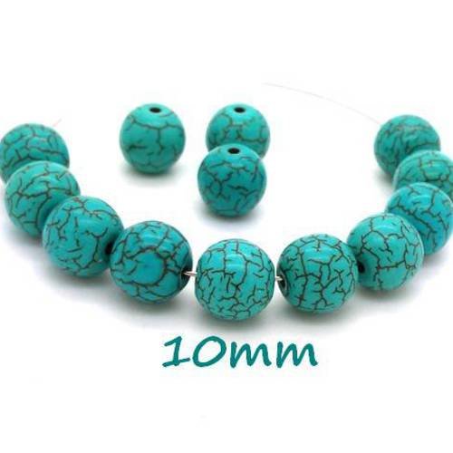 10 perles howlite turquoise synthétique 10mm (ph23) 