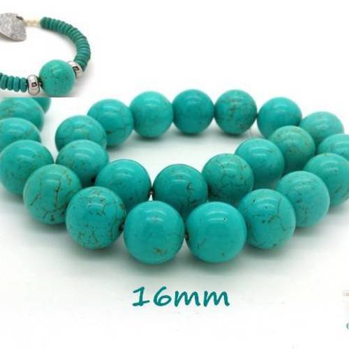 5 grosses perles howlite turquoise 16mm (ph161) 